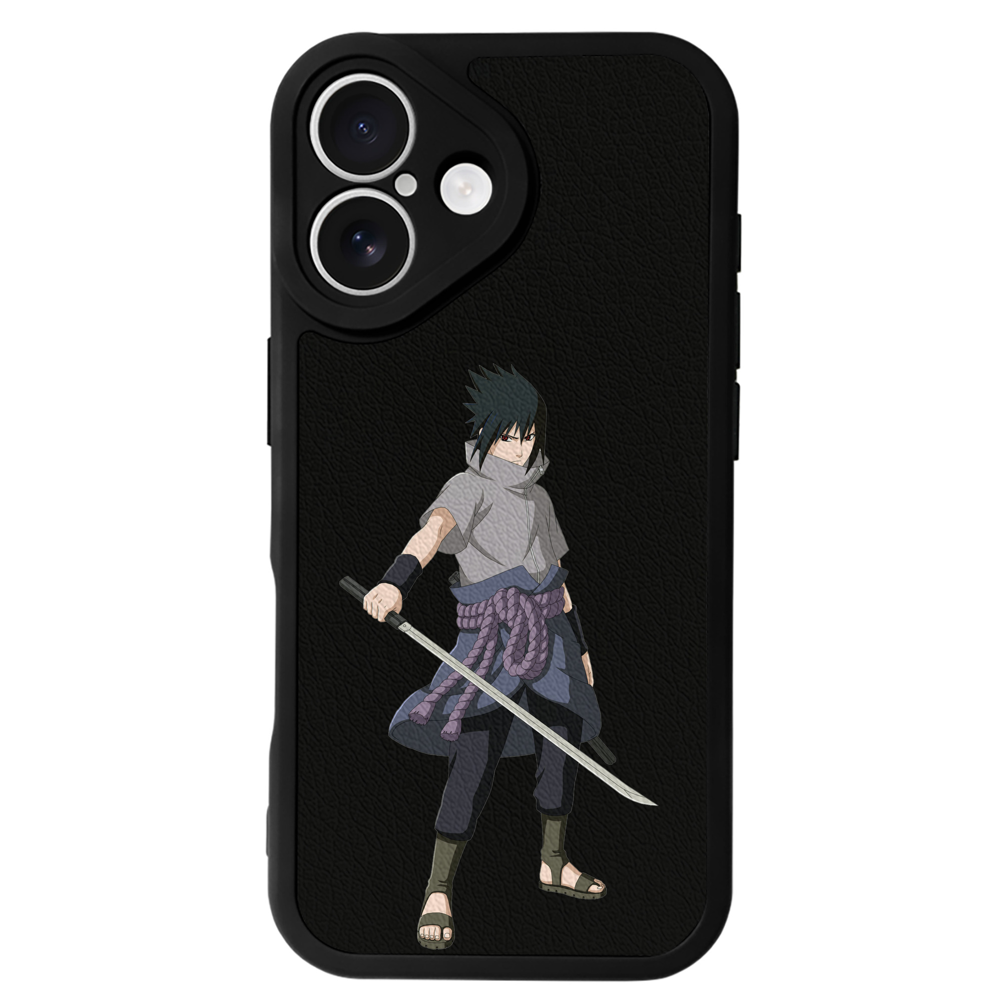 （画像用） NARUTO -ナルト- うちは サスケ Uchiha Sasuke 【iPhone 16シリーズ対応】シリコンスマホケース（レザー調） 材質：シリコン